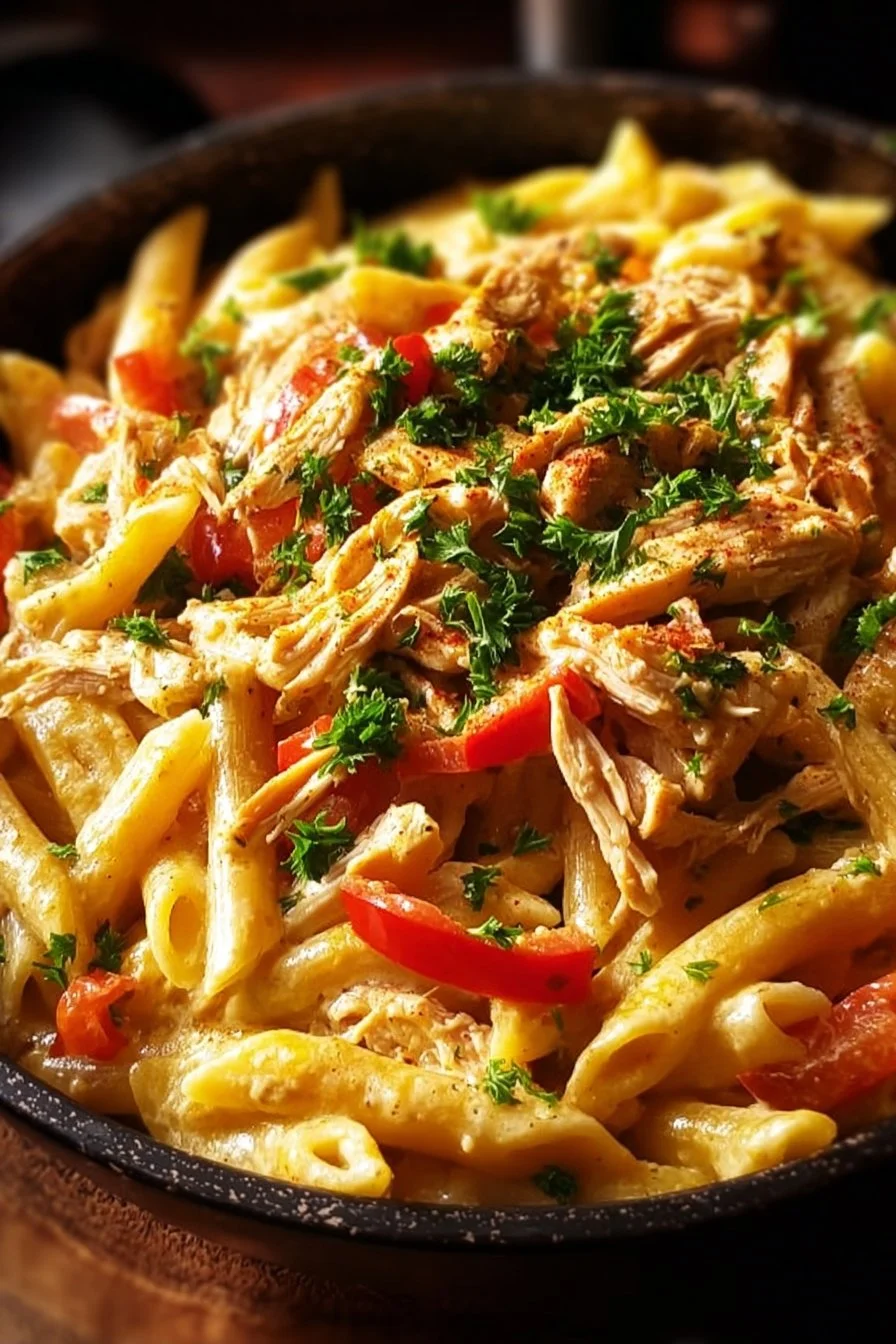 Delicious Cajun Chicken and Sausage Pasta made in a Crockpot