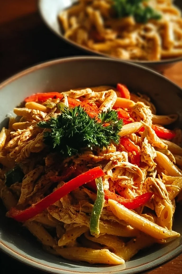Delicious Cajun Chicken Pasta made in a Crockpot with chicken and sausage.