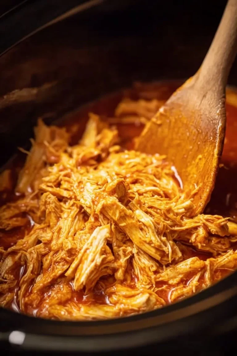 Crock Pot Buffalo Chicken served with celery and ranch dressing