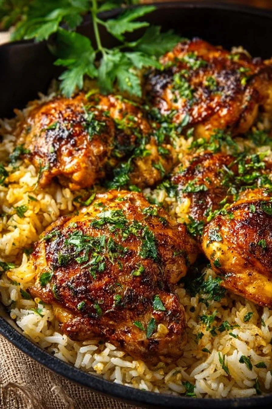 Delicious Crock-pot Lemon Chicken served with rice and garnished with lemon slices.