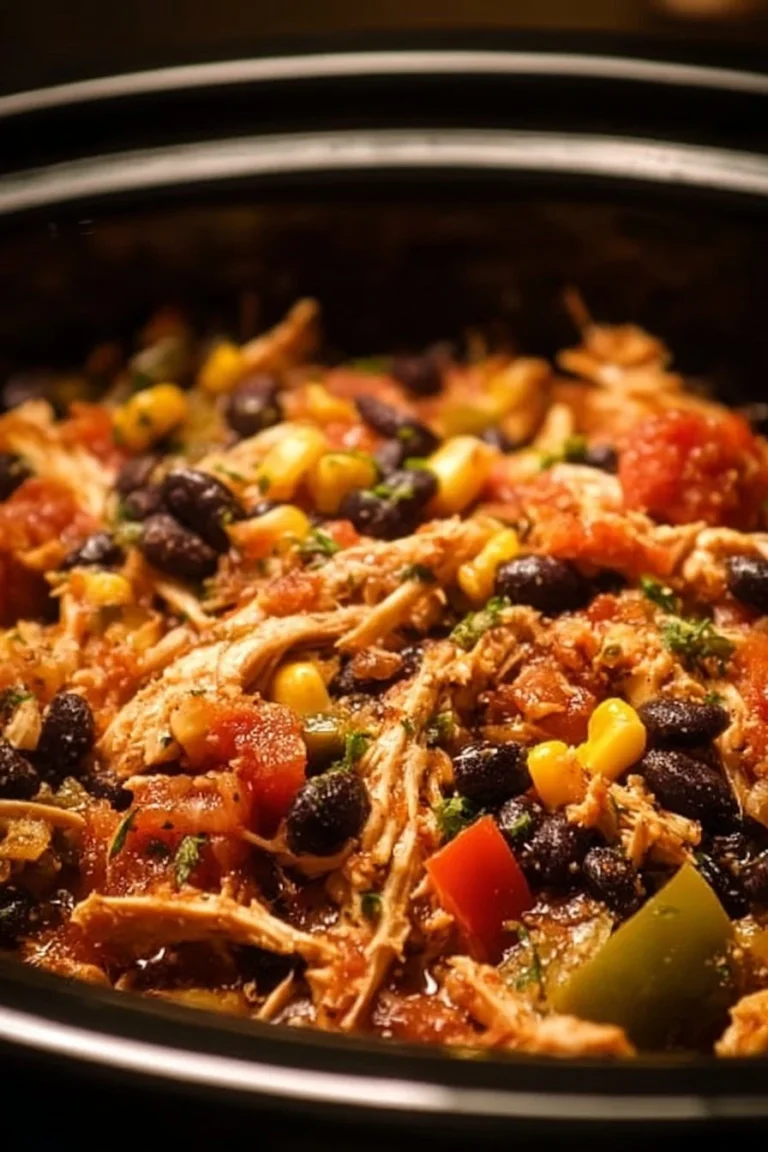 Bowl of Crockpot Fiesta Chicken ready to serve.