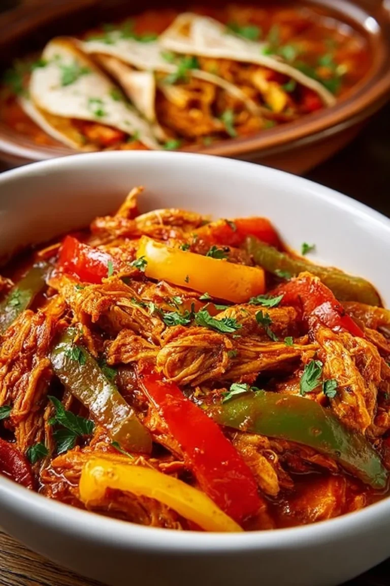 Delicious easy crockpot chicken fajitas served with peppers and onions