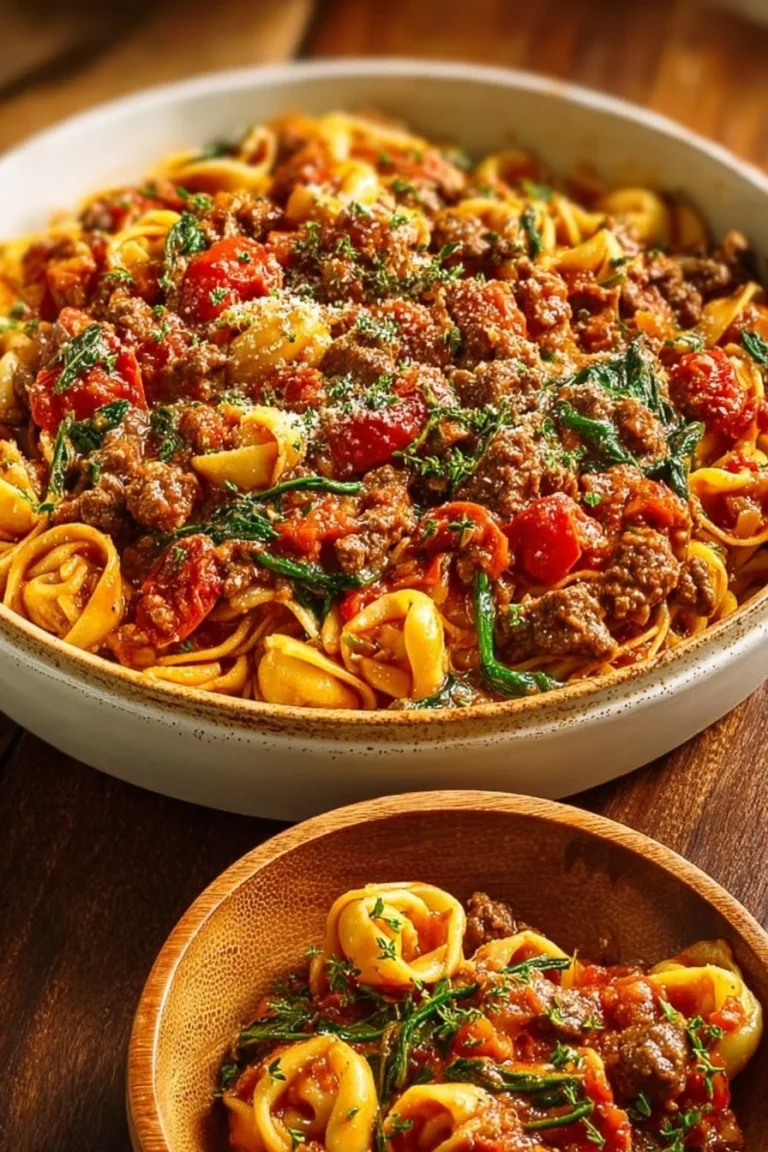 Delicious Easy Marry Me Ground Beef Pasta with herbs and spices