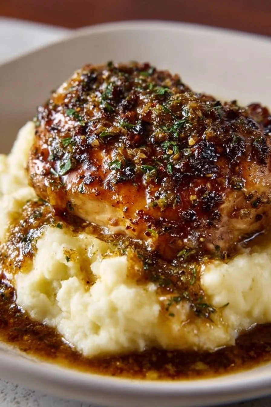 Deliciously grilled Garlic Herb Chicken served with fresh herbs and spices.