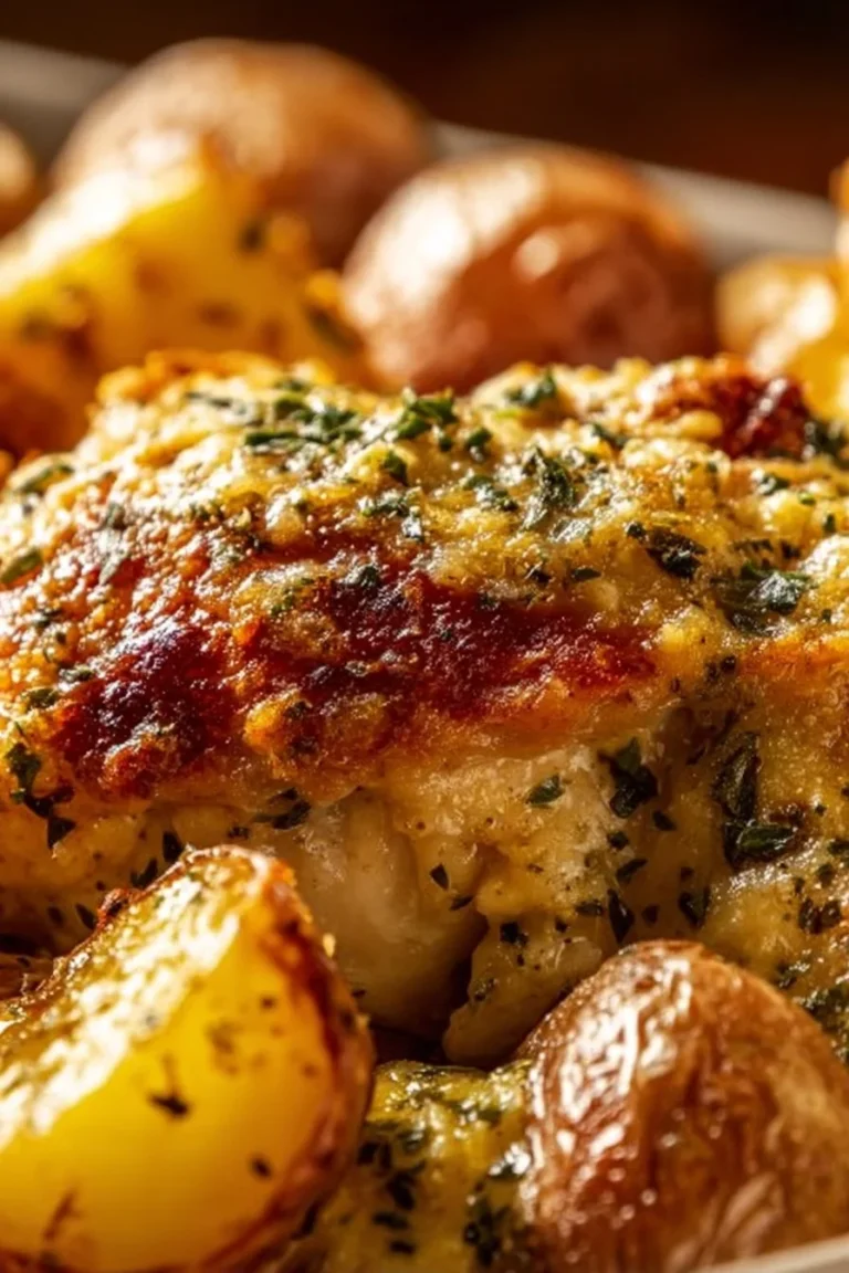 Delicious Garlic Parmesan Chicken with Potatoes in a crockpot
