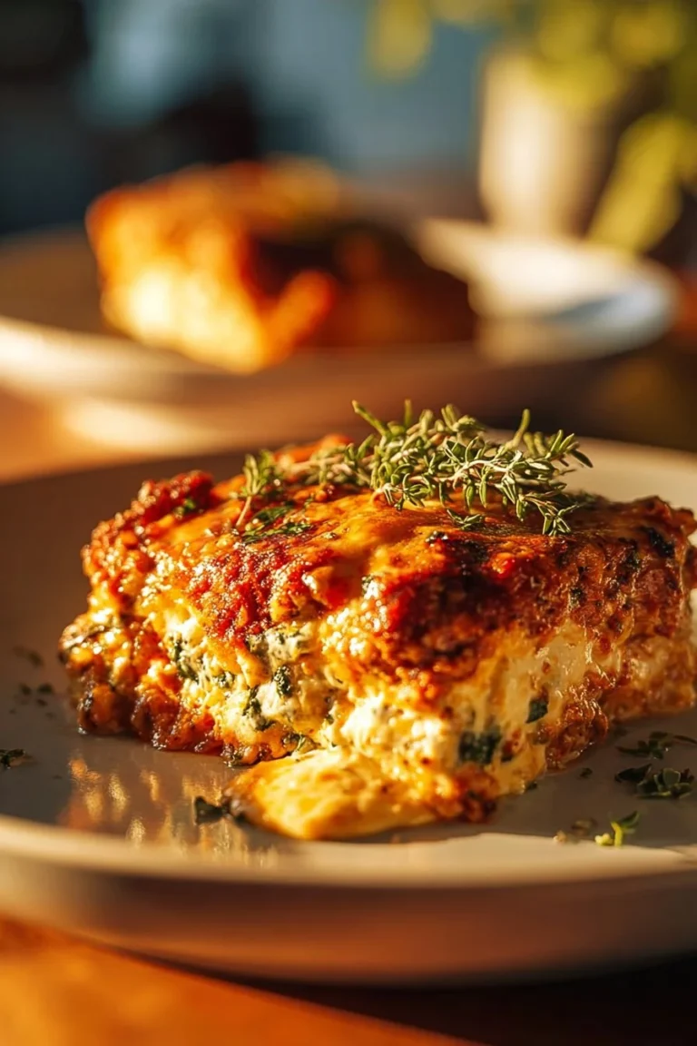 High protein chicken zucchini bake dish with herbs and cheese