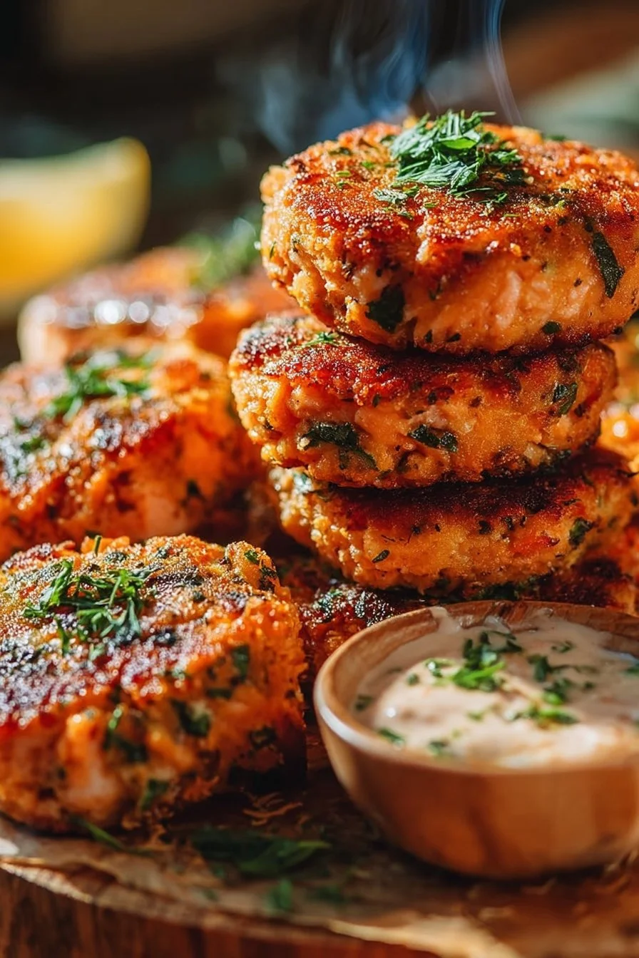 Healthy homemade salmon bites served on a platter