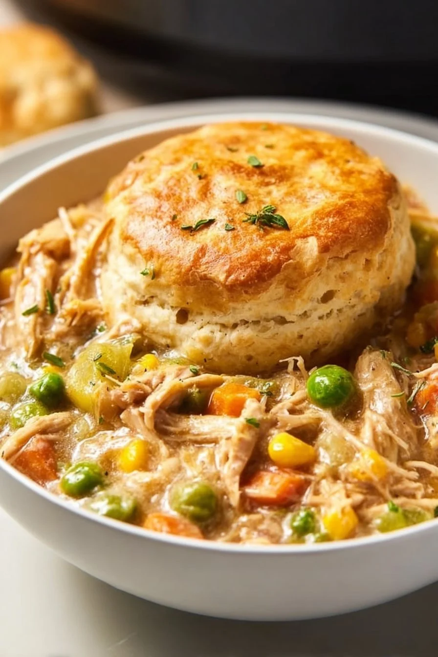 Delicious slow cooker chicken pot pie with savory ingredients