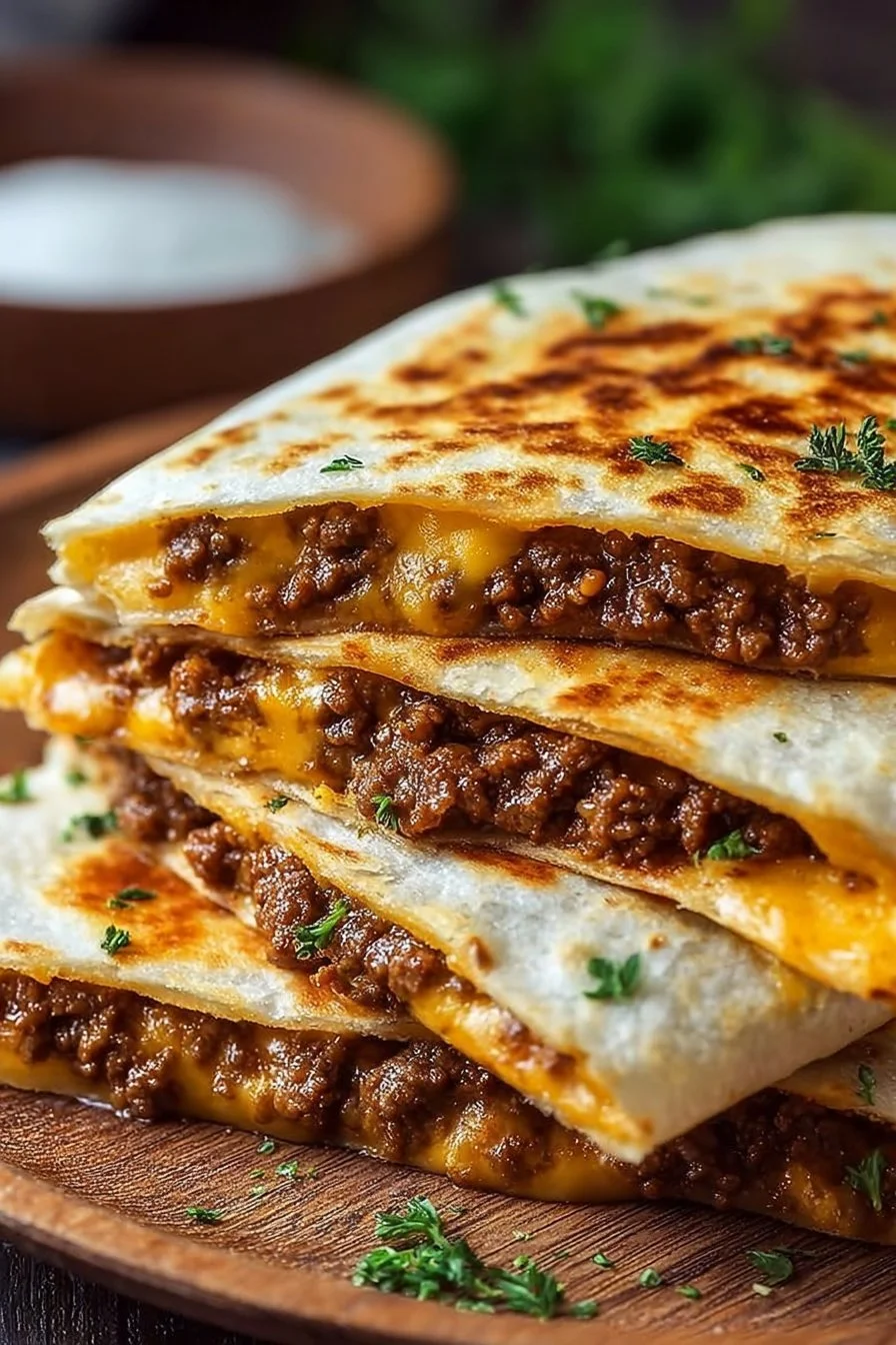 Delicious Smashburger Quesadillas with melted cheese and savory toppings