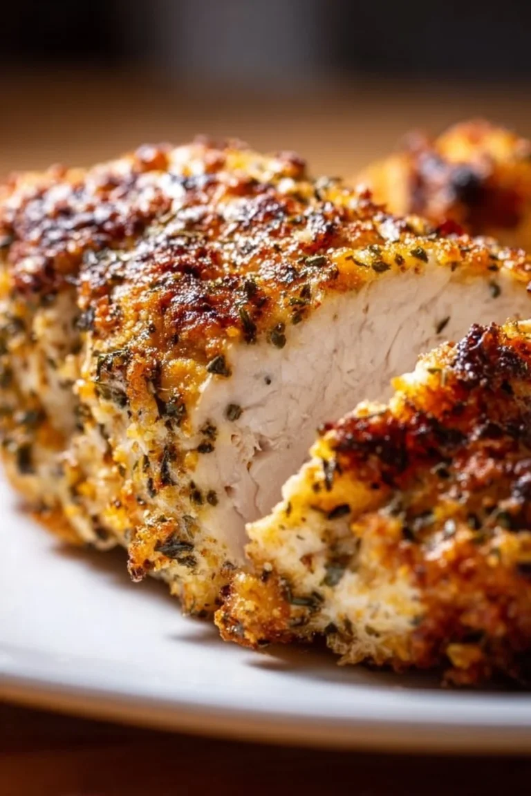 Juicy baked ranch chicken served with herbs and spices