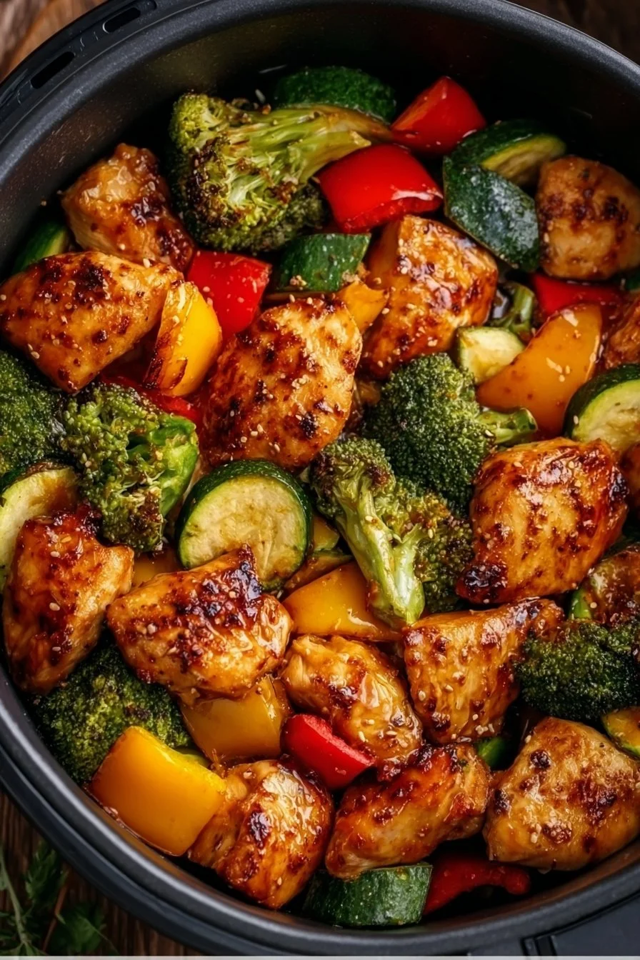 Crispy Air Fryer Chicken Tenders served on a plate with dipping sauce
