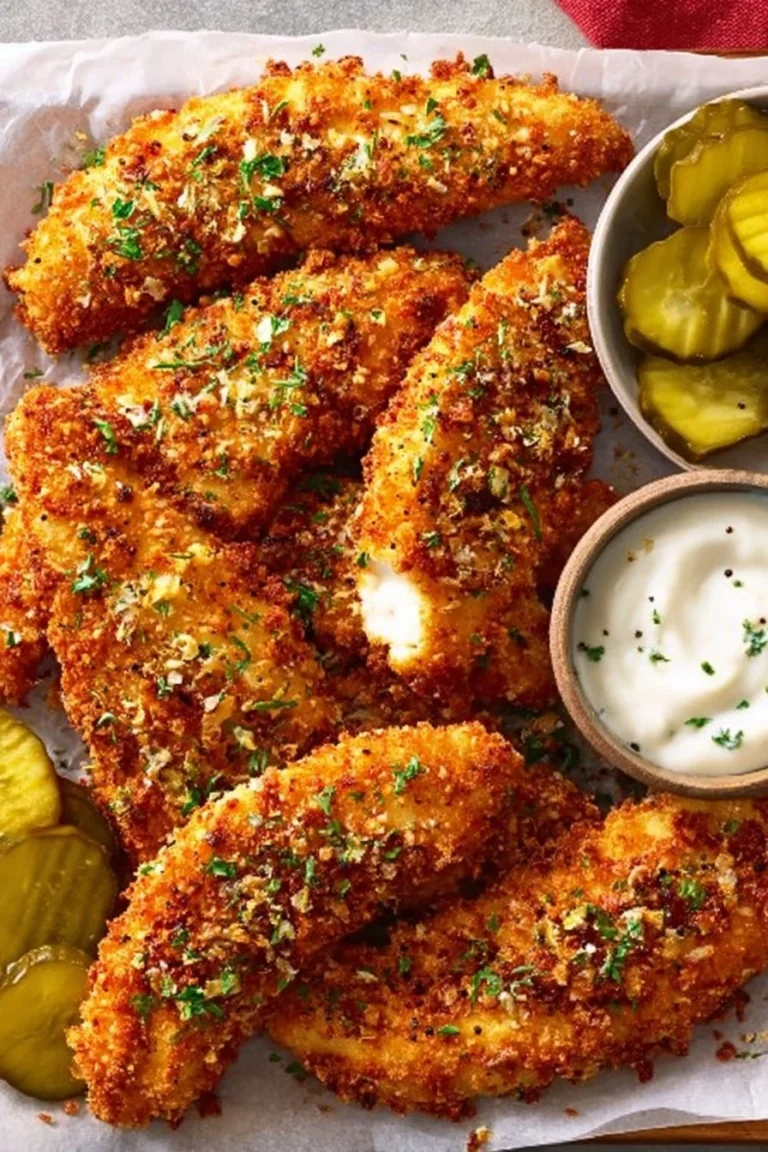 Crispy air fryer chicken tenders served with dipping sauce