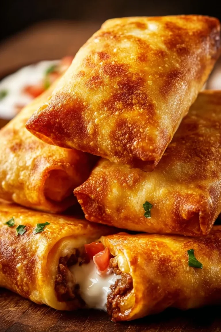 Delicious beef and cheese chimichangas garnished with fresh toppings
