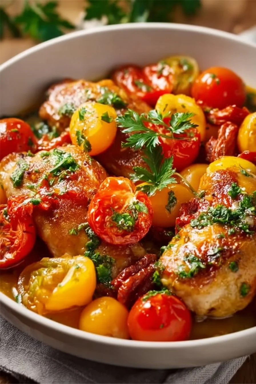 Delicious Chicken Chorizo with capsicum and tomato dish