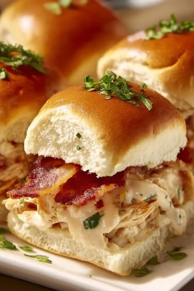 Delicious Chicken Bacon Ranch Sliders on a plate with fresh ingredients