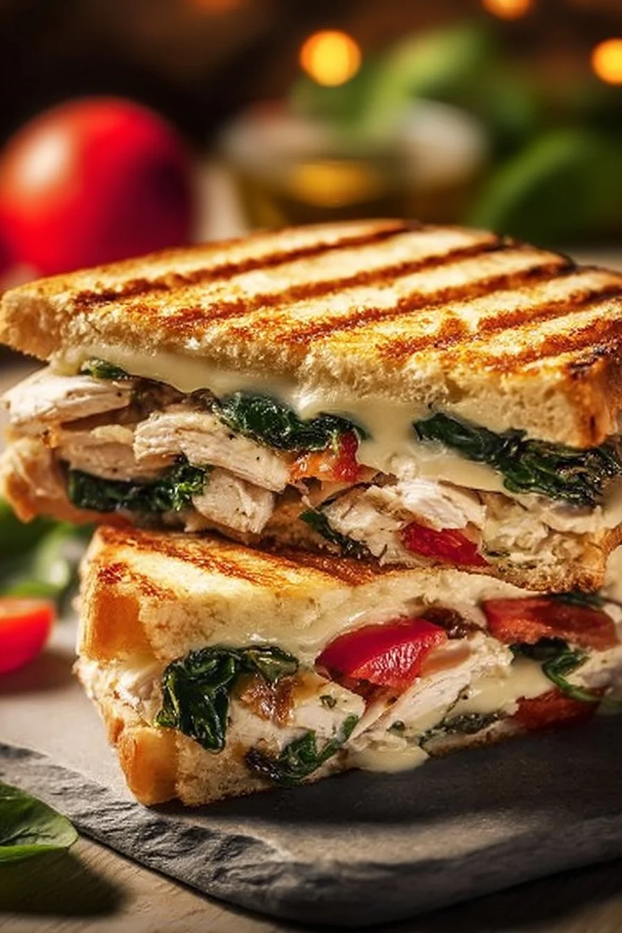 Delicious Chicken Caprese Panini with fresh mozzarella, chicken, and basil