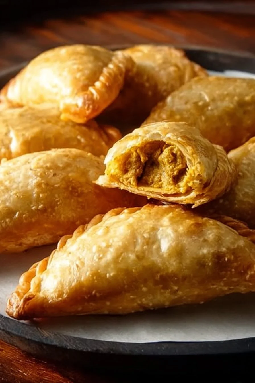 Delicious chicken curry puffs with flaky pastry and spicy filling