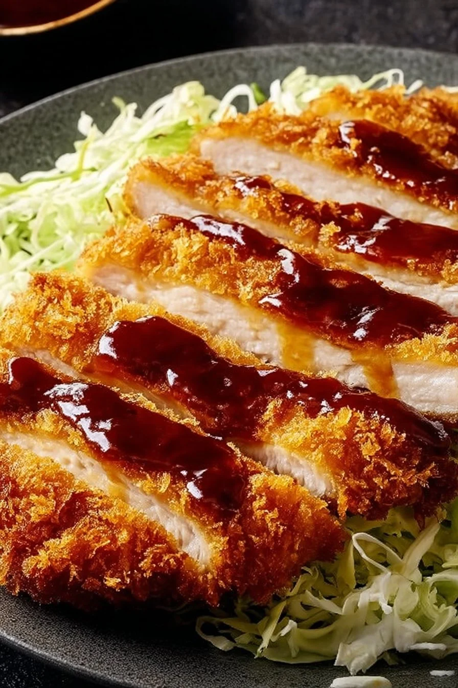 Crispy chicken cutlet served with side dishes