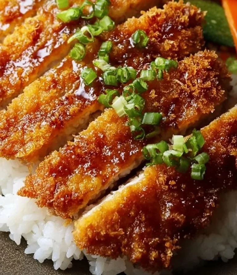 Plate of crispy Chicken Katsu served with rice and dipping sauce.