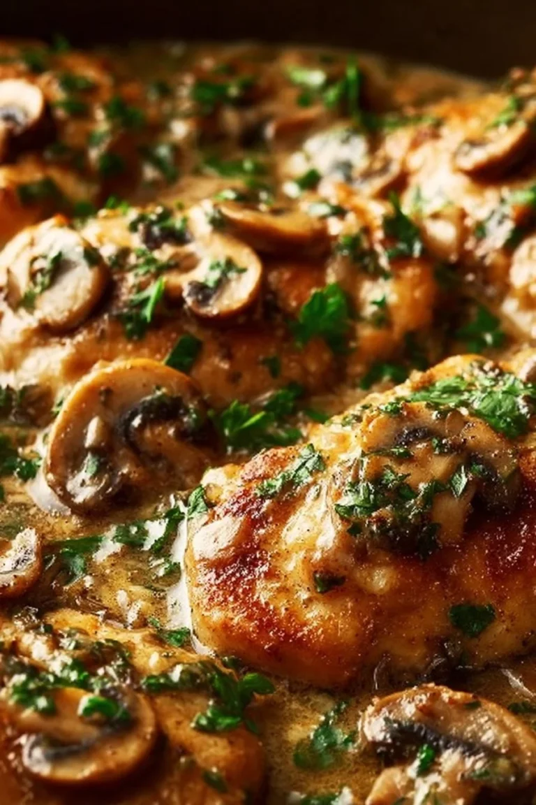 Creamy baked chicken served in rich Marsala sauce with herbs and spices