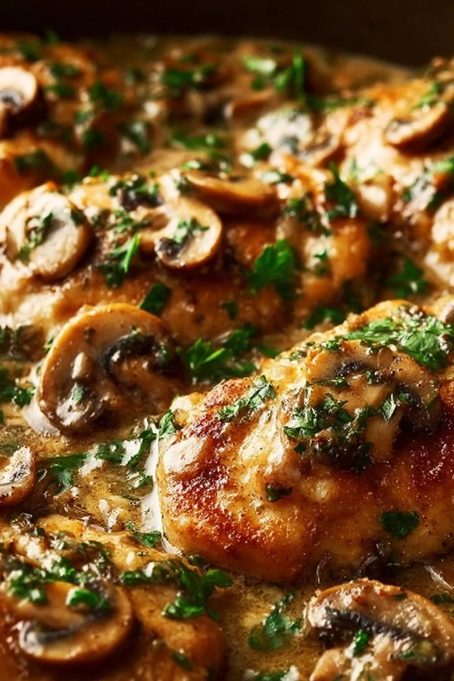 Creamy baked chicken served in rich Marsala sauce with herbs and spices