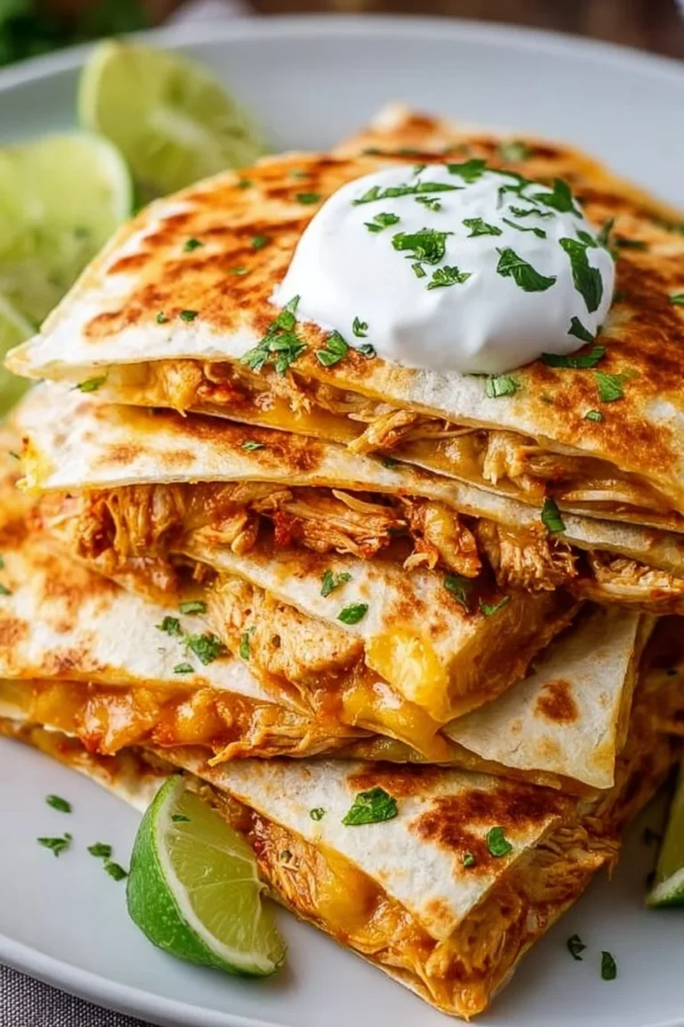 Crispy Chicken Quesadillas filled with chicken and cheese, served on a plate