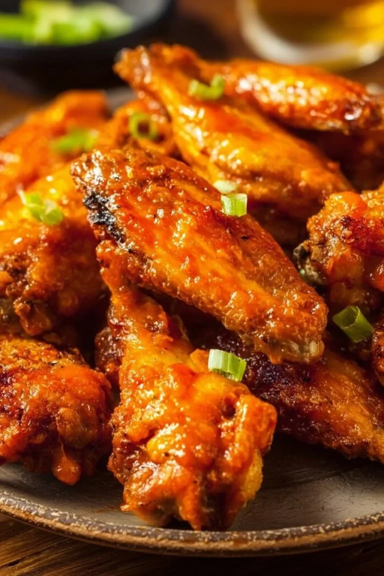 Crispy oven-baked buffalo wings served with dipping sauce