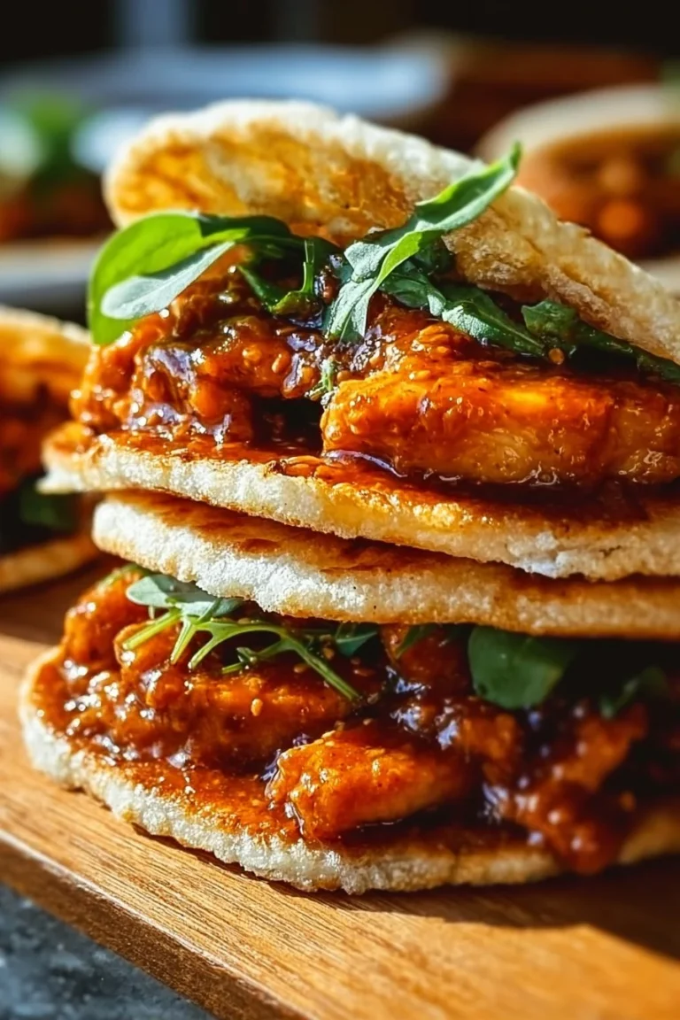 Crispy teriyaki chicken tacos garnished with fresh vegetables and sauce