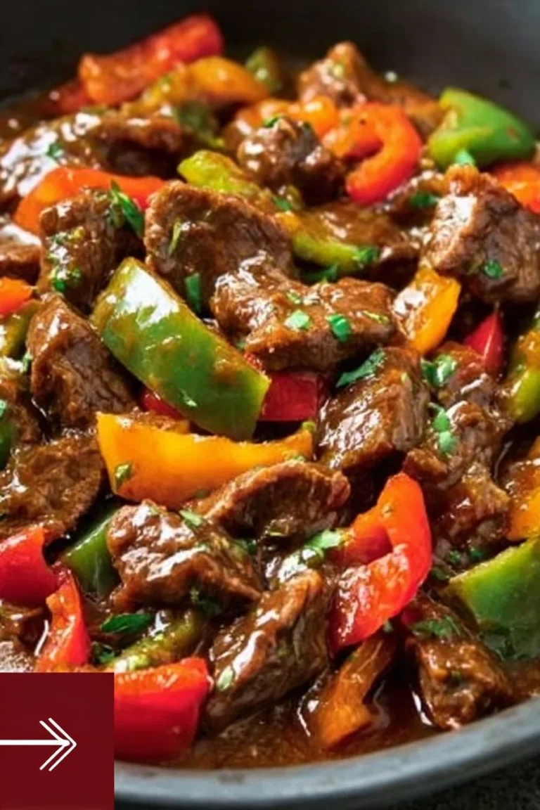 Crockpot pepper steak served with vegetables and rice