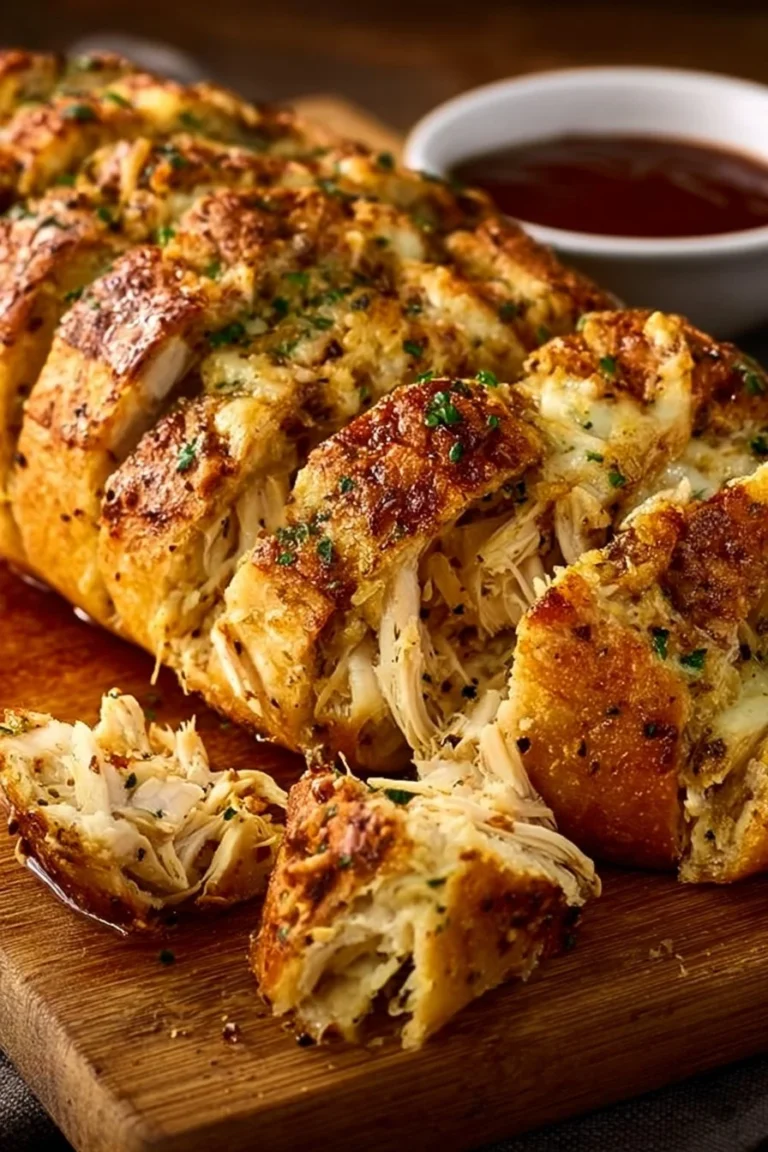 Garlic Butter Chicken stuffed garlic bread ready to serve.