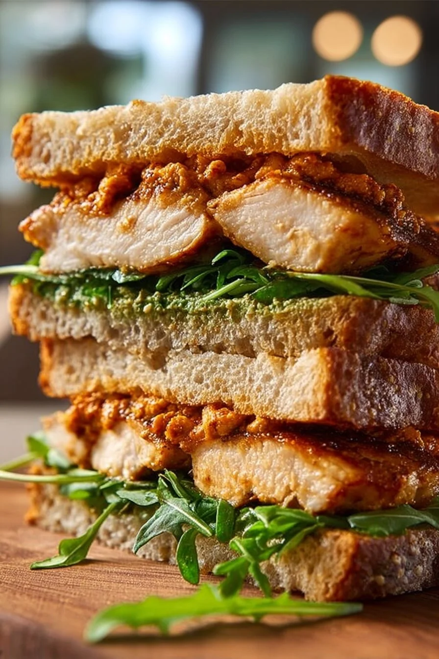 Delicious grilled chicken sandwich with fresh ingredients