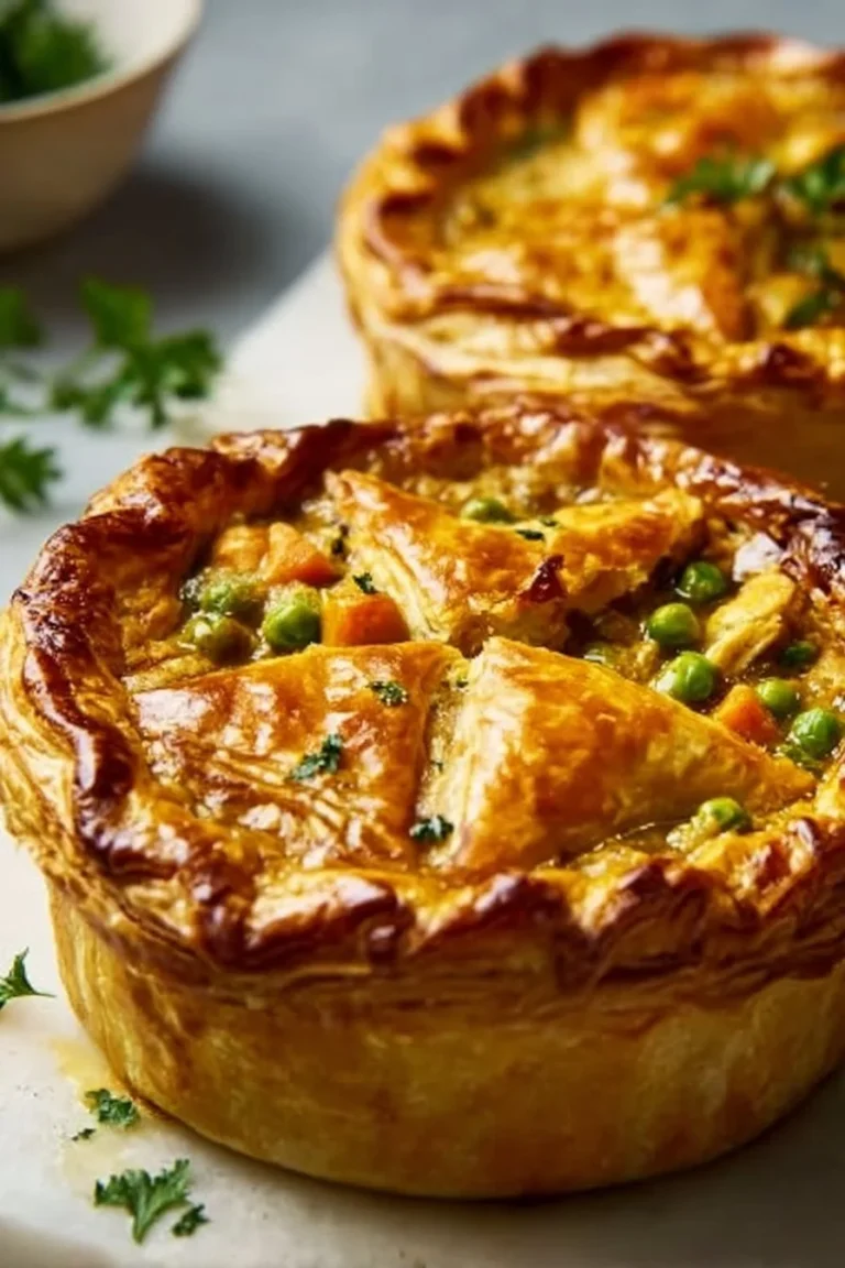 One Pan Chicken Korma Pie with spices and herbs in a golden crust
