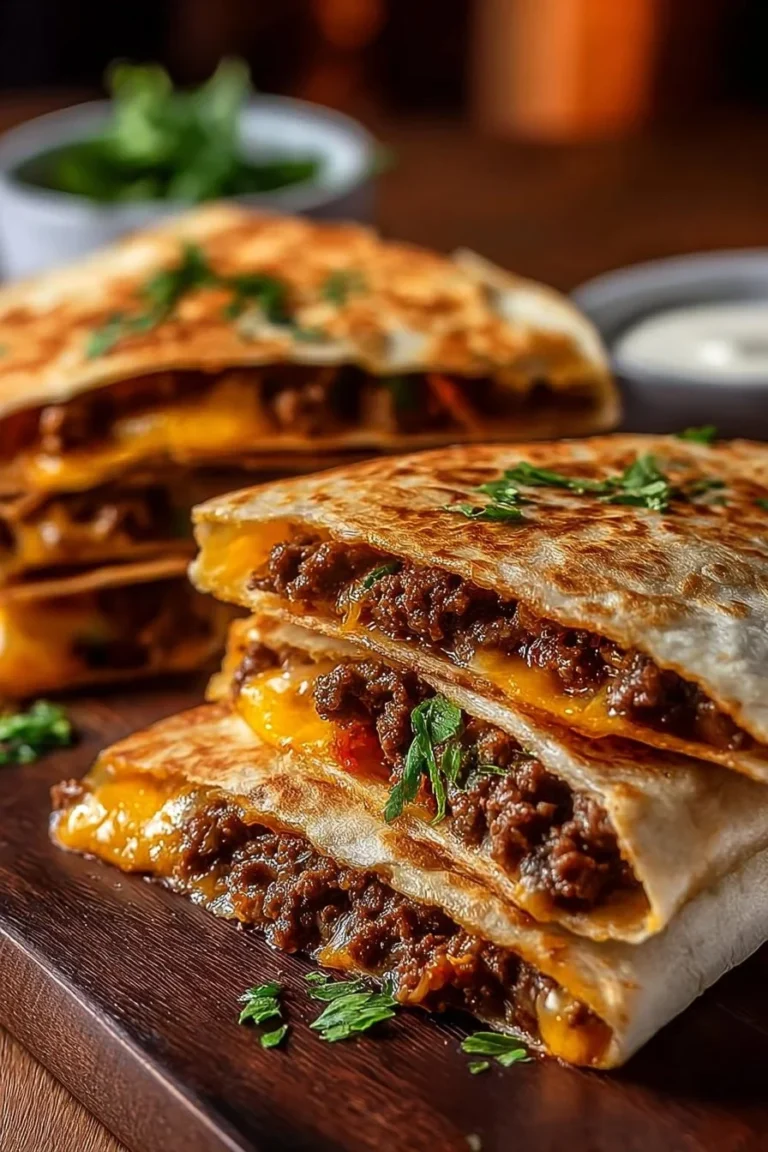 Delicious Smashburger Quesadillas served with toppings and sides