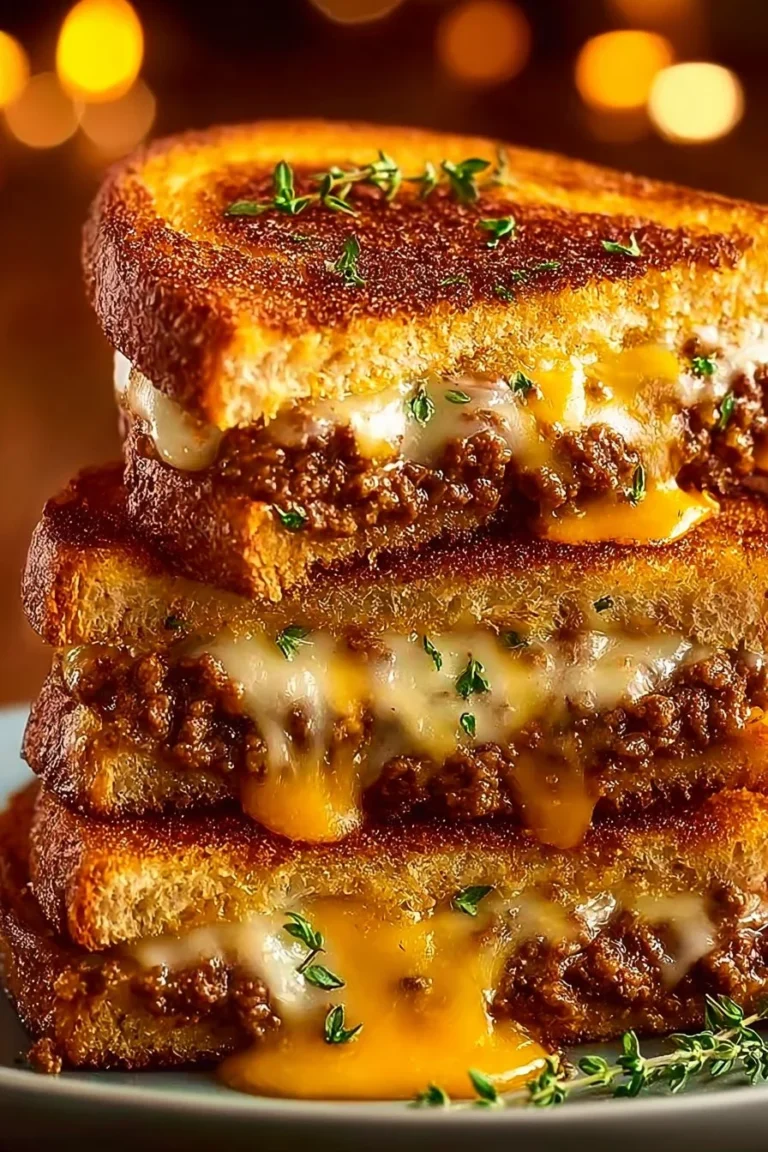 Ultimate Cheesy Ground Beef Melt with melted cheese and ground beef served on a plate