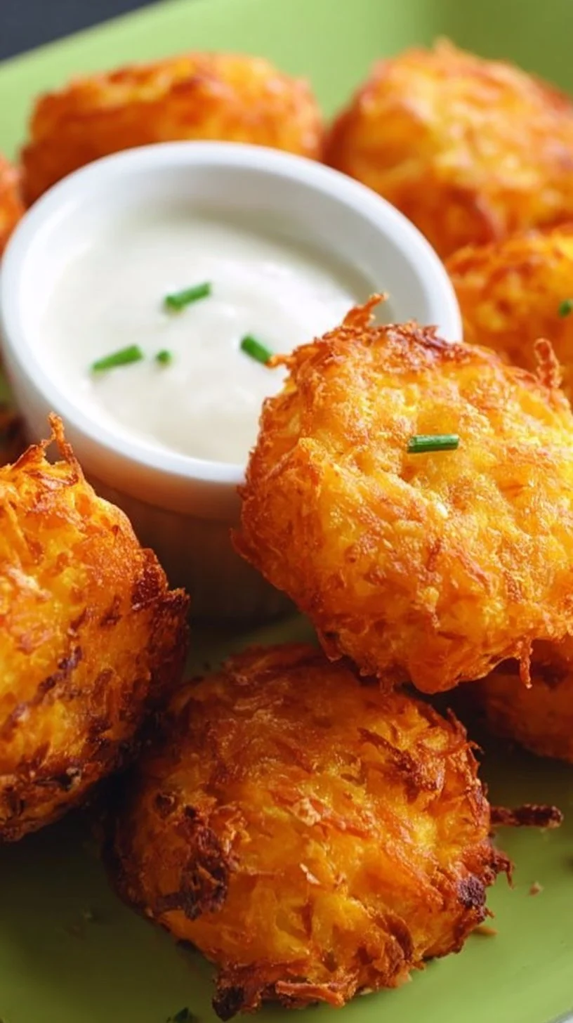 Crispy air fryer carrot tots served as a healthy snack.