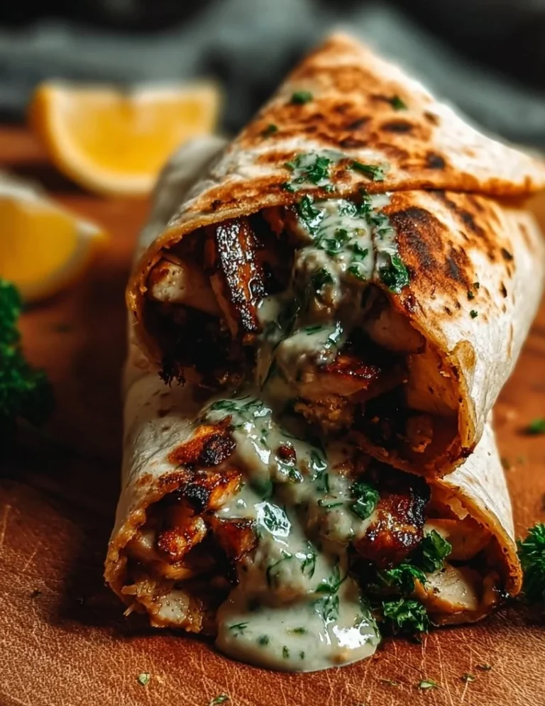 Delicious Chicken Shawarma served with creamy garlic sauce