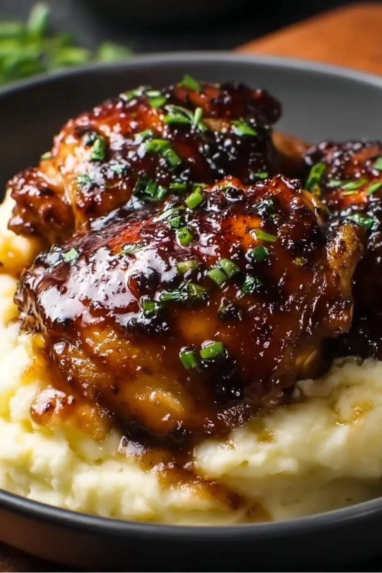 Chipotle Honey Chicken Thighs served with creamy Gouda mashed potatoes