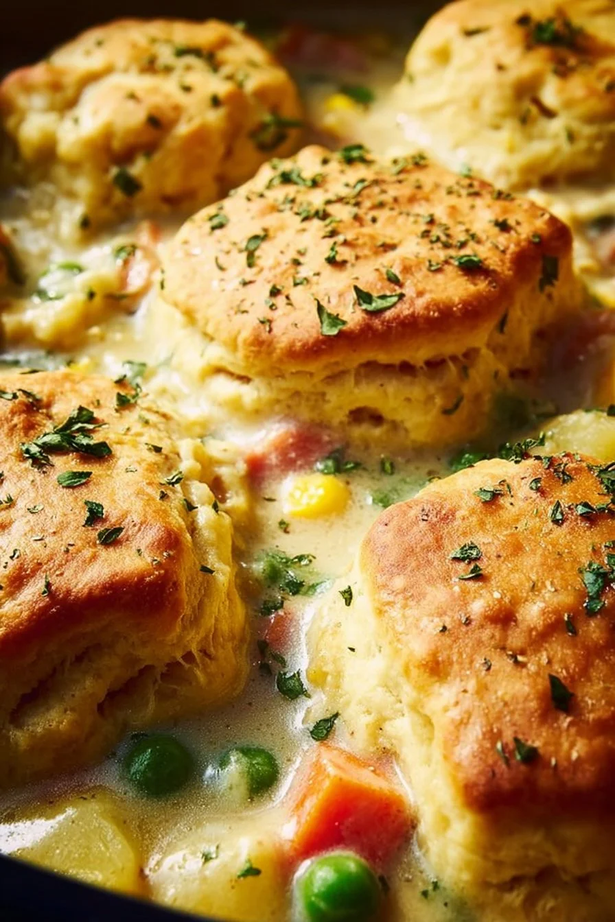 Homemade easy chicken pot pie with flaky crust and savory filling.