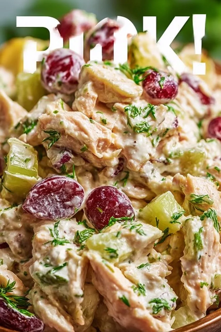 Delicious and easy chicken salad served in a bowl with fresh veggies