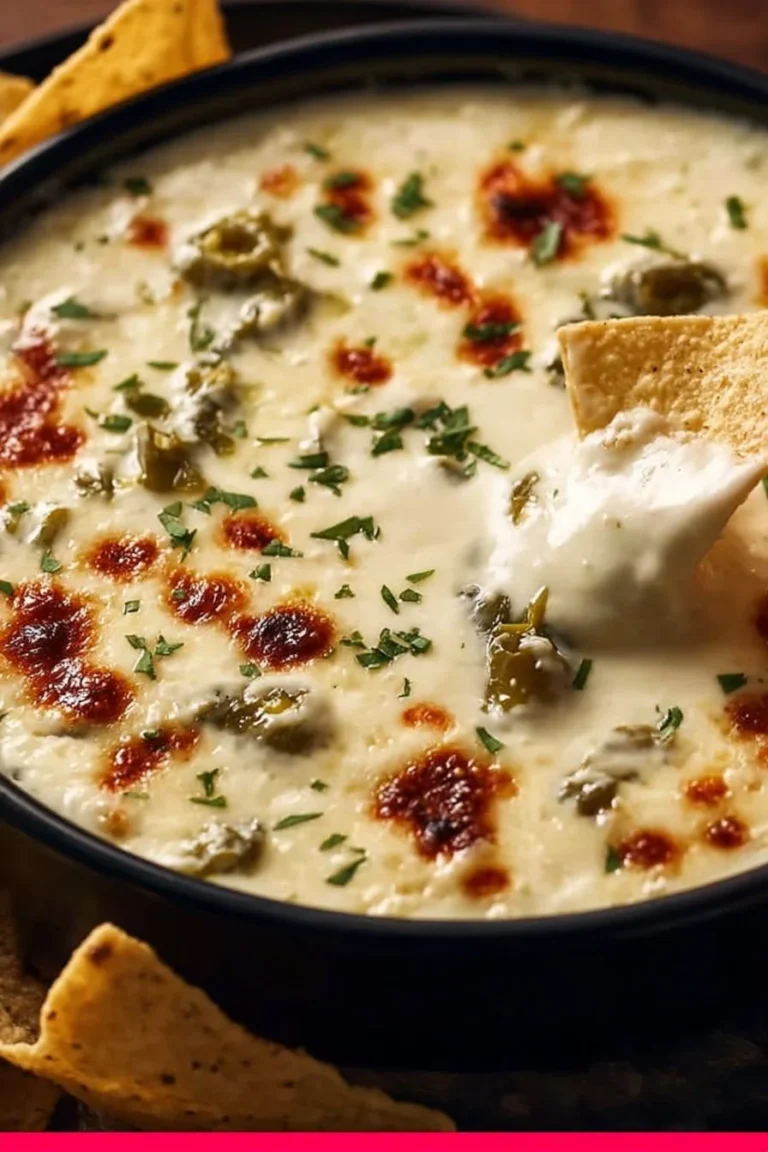 Easy white queso dip served with tortilla chips
