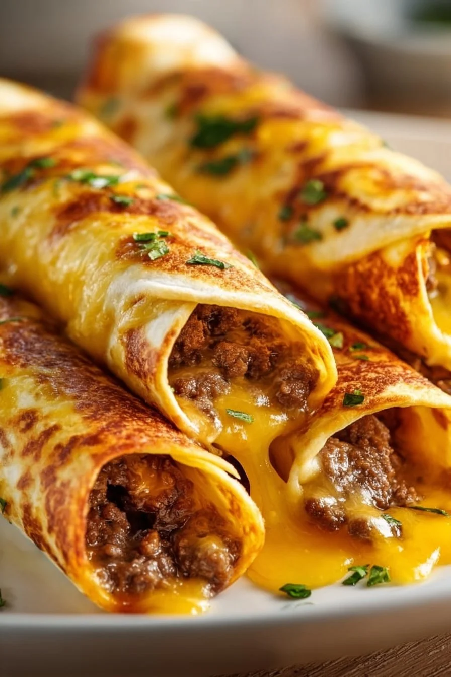 Garlic butter beef cheeseburger rollups with fresh ingredients and savory flavors