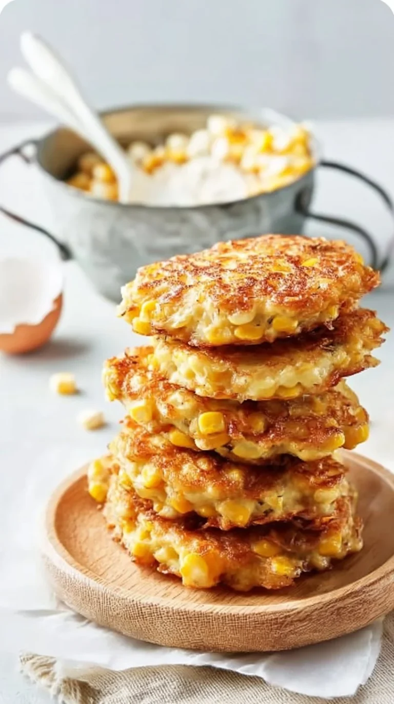 Homemade corn fritters served on a plate with dipping sauce