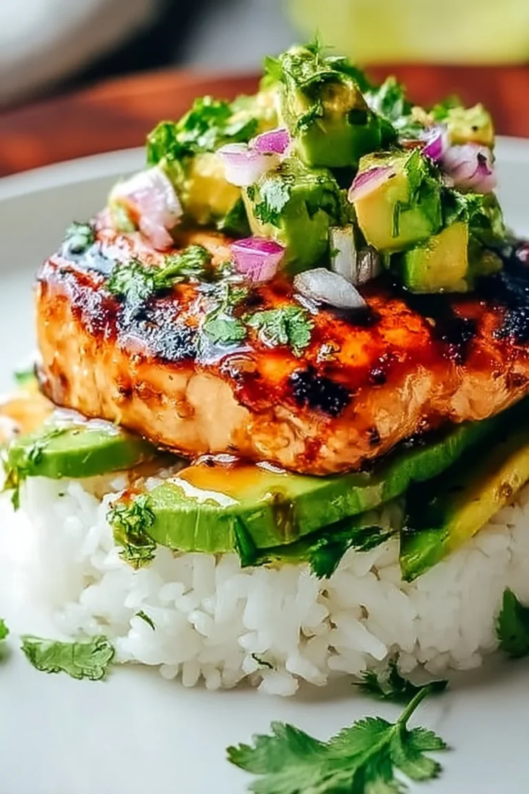 Honey Lime Chicken served with Avocado Rice Stack for quick weeknight dinner