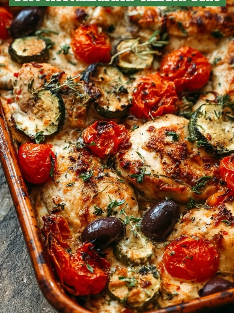 Mediterranean Chicken Bake with fresh vegetables and herbs