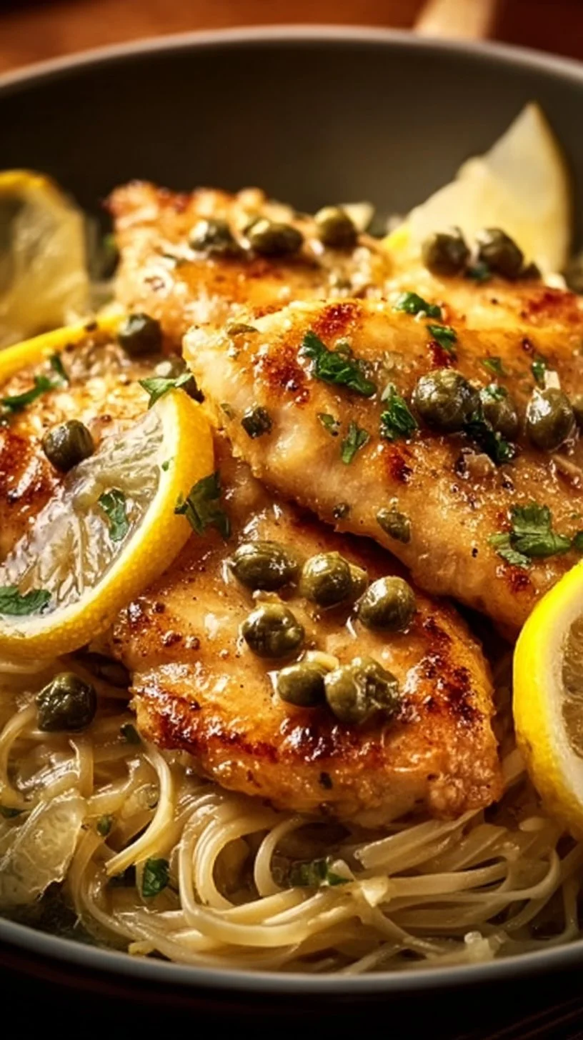 Delicious Mediterranean Style Chicken Piccata served with lemon and capers
