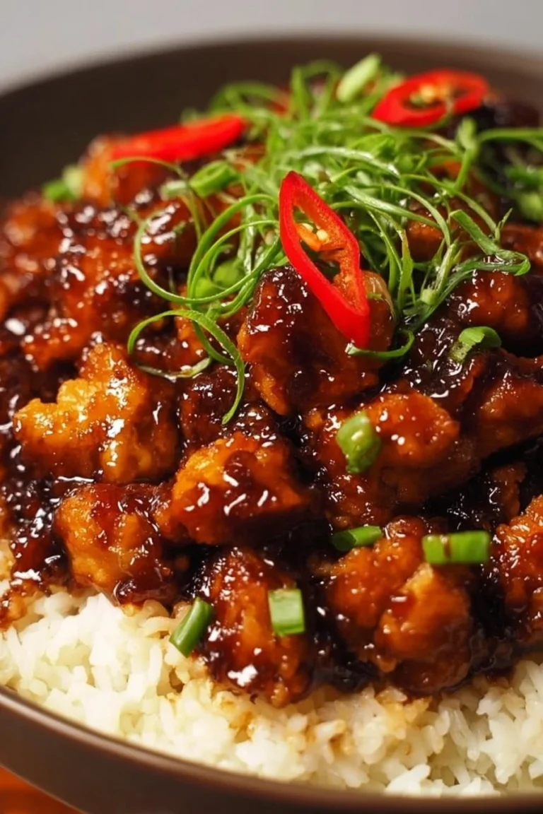 One-Pan Honey BBQ Chicken served over rice with vegetables