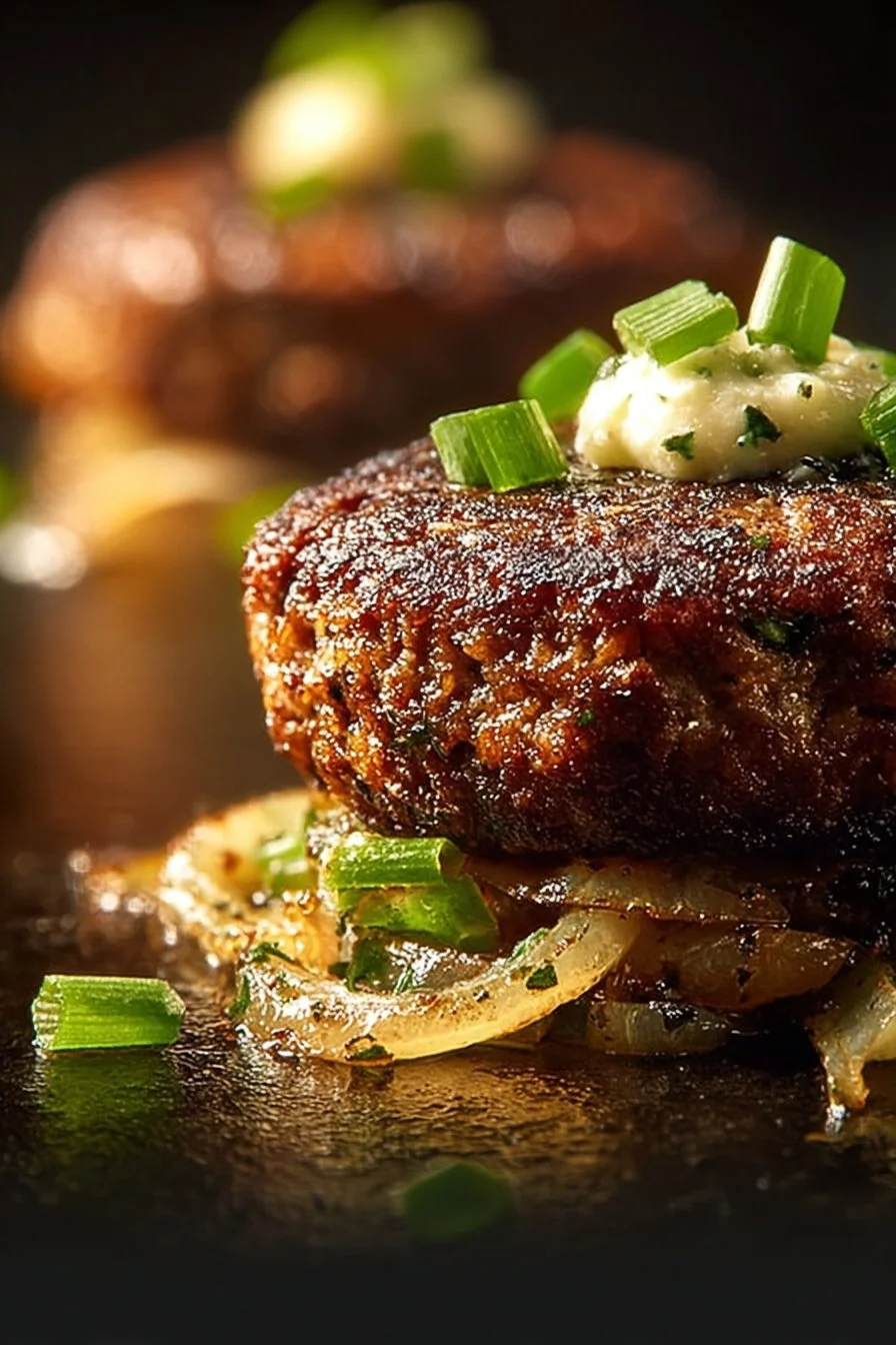 Oven-baked cabbage burgers on a platter with toppings