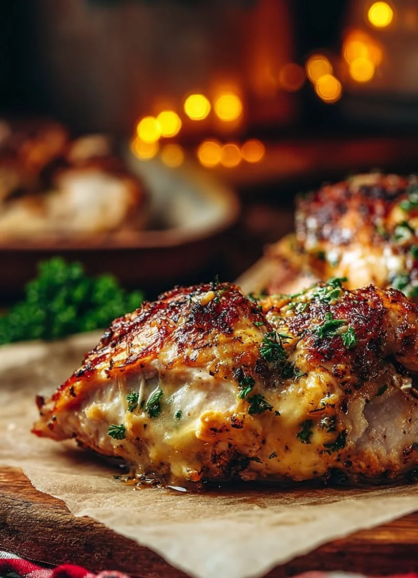 Delicious Ruth's Chris stuffed chicken ready to be served.