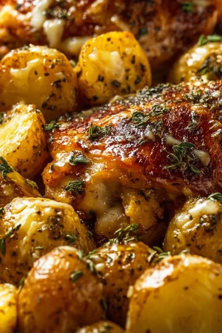 Slow Cooker Garlic Parmesan Chicken served with potatoes on a plate