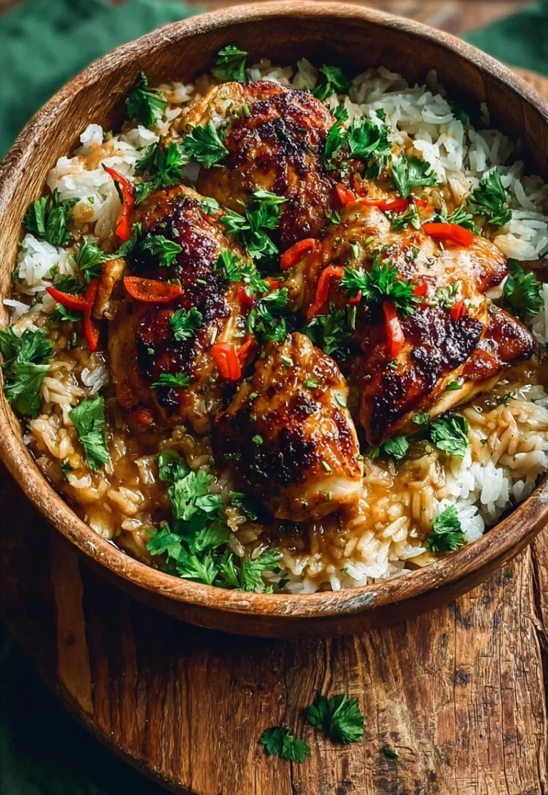 Delicious Spicy Maple Chicken with Coconut Rice dish